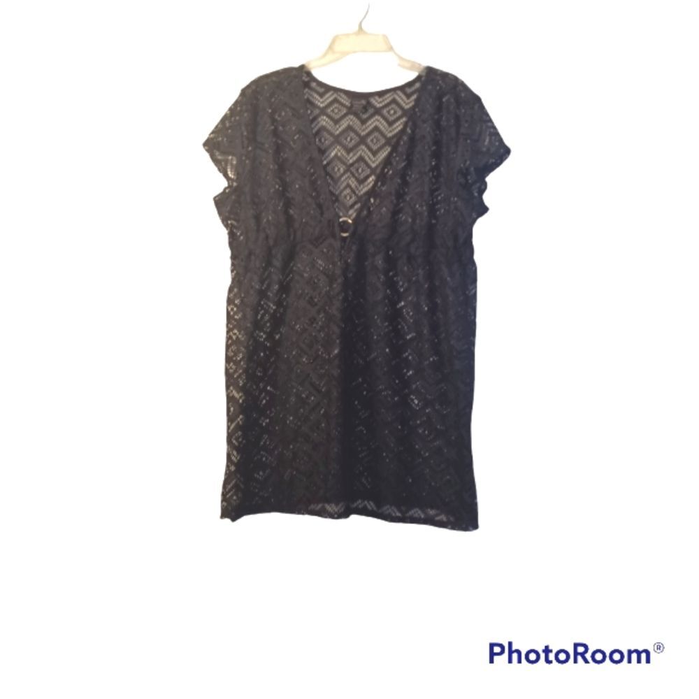 Catalina Swim Black Lace Swimsuit Cover sz 16/18